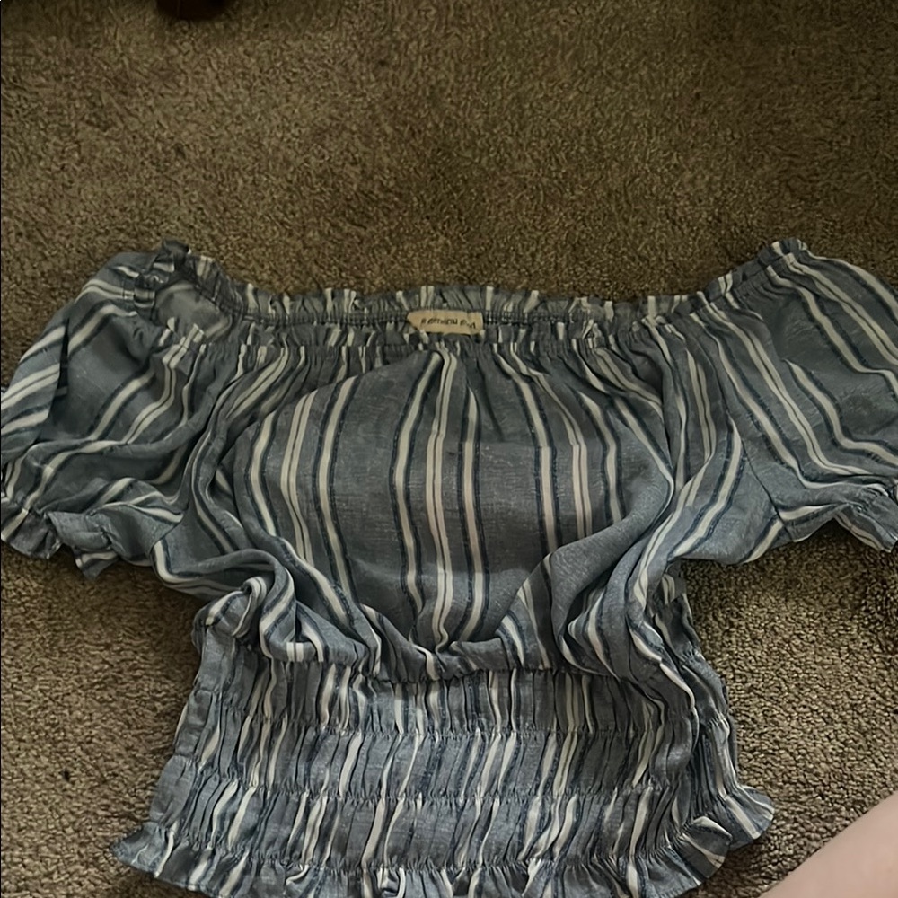 Ross-Simons Blue and Silver Puff Sleeve Blouse